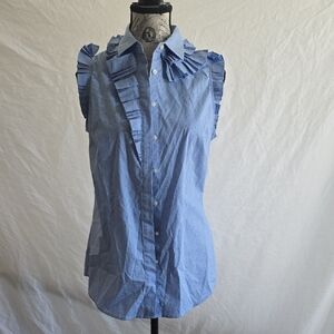 Banana Republic Light Blue Ruffle Sleeve Blouse